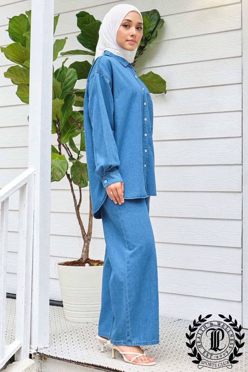 Naqiyah Front Button Shirt - Medium Wash - Image 3