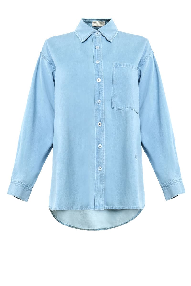 Naqiyah Front Button Shirt - Light Wash - Image 2