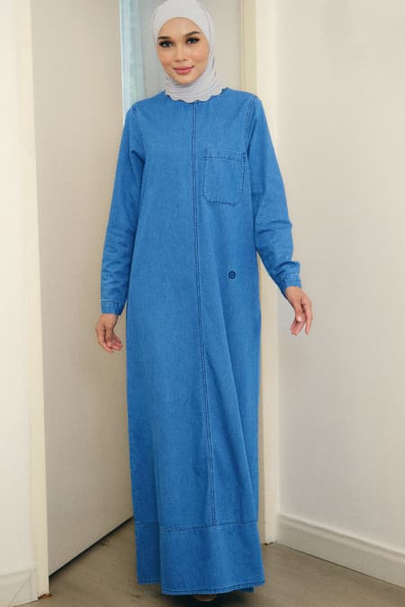 COTTON Tijah Flared Dress - Medium Wash