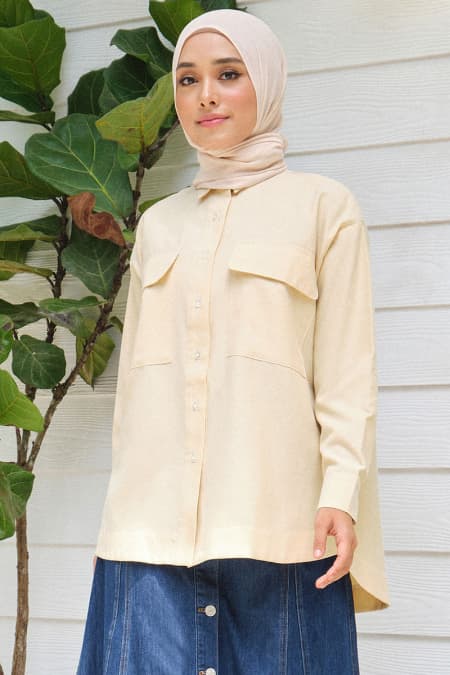 Safari Front Button Shirt - Cornsilk
