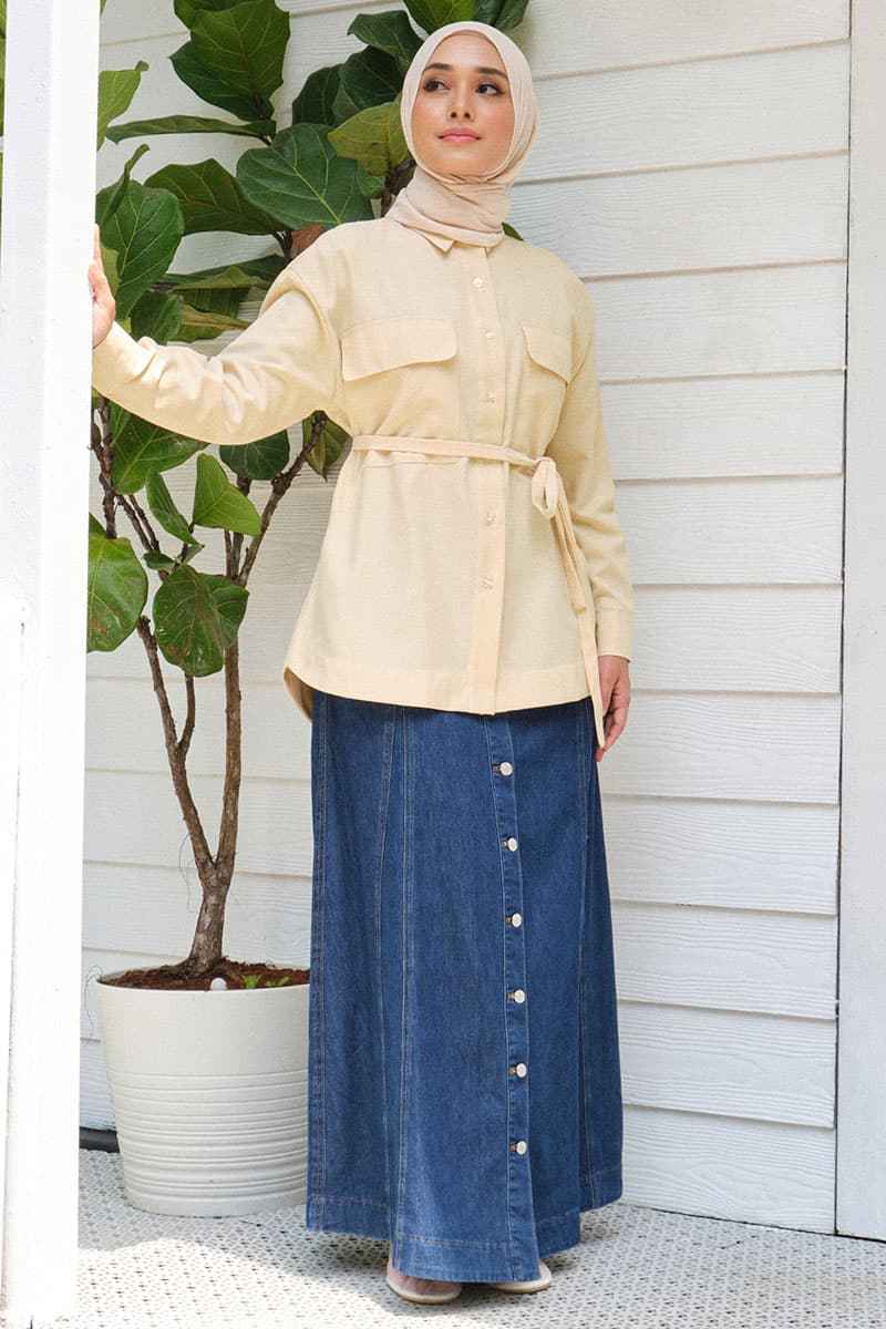 Safari Front Button Shirt - Cornsilk - Image 3