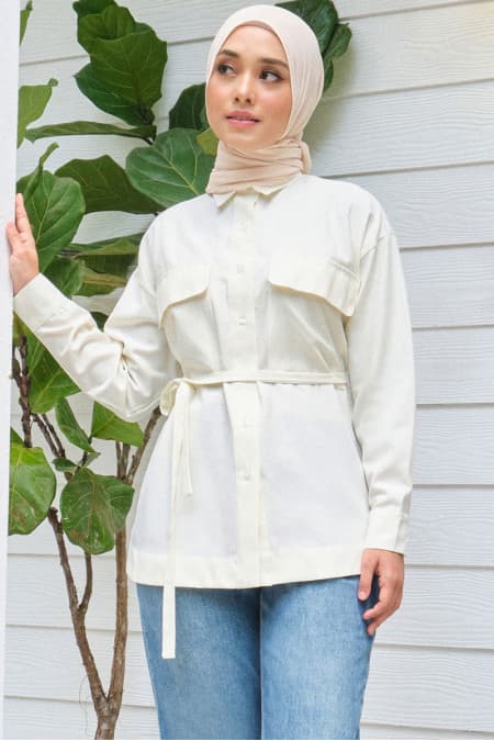 Safari Front Button Shirt - Cream