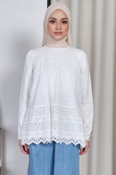 Kaia Puff Shoulder Blouse - White