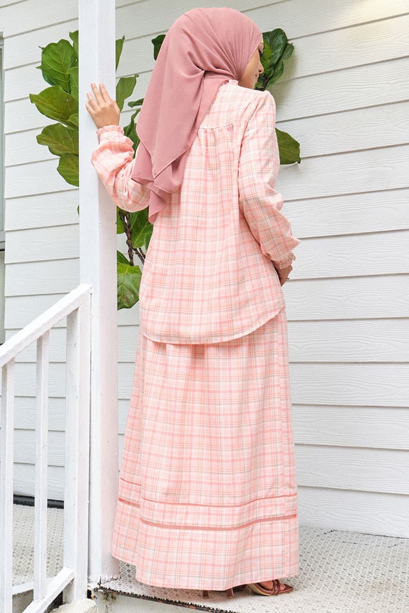Pimble A-Line Skirt - Peach Check - Image 4