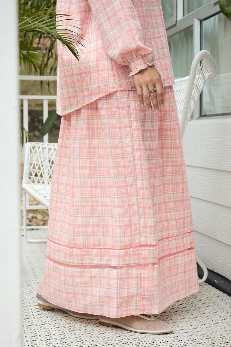 Pimble A-Line Skirt - Peach Check - Image 1