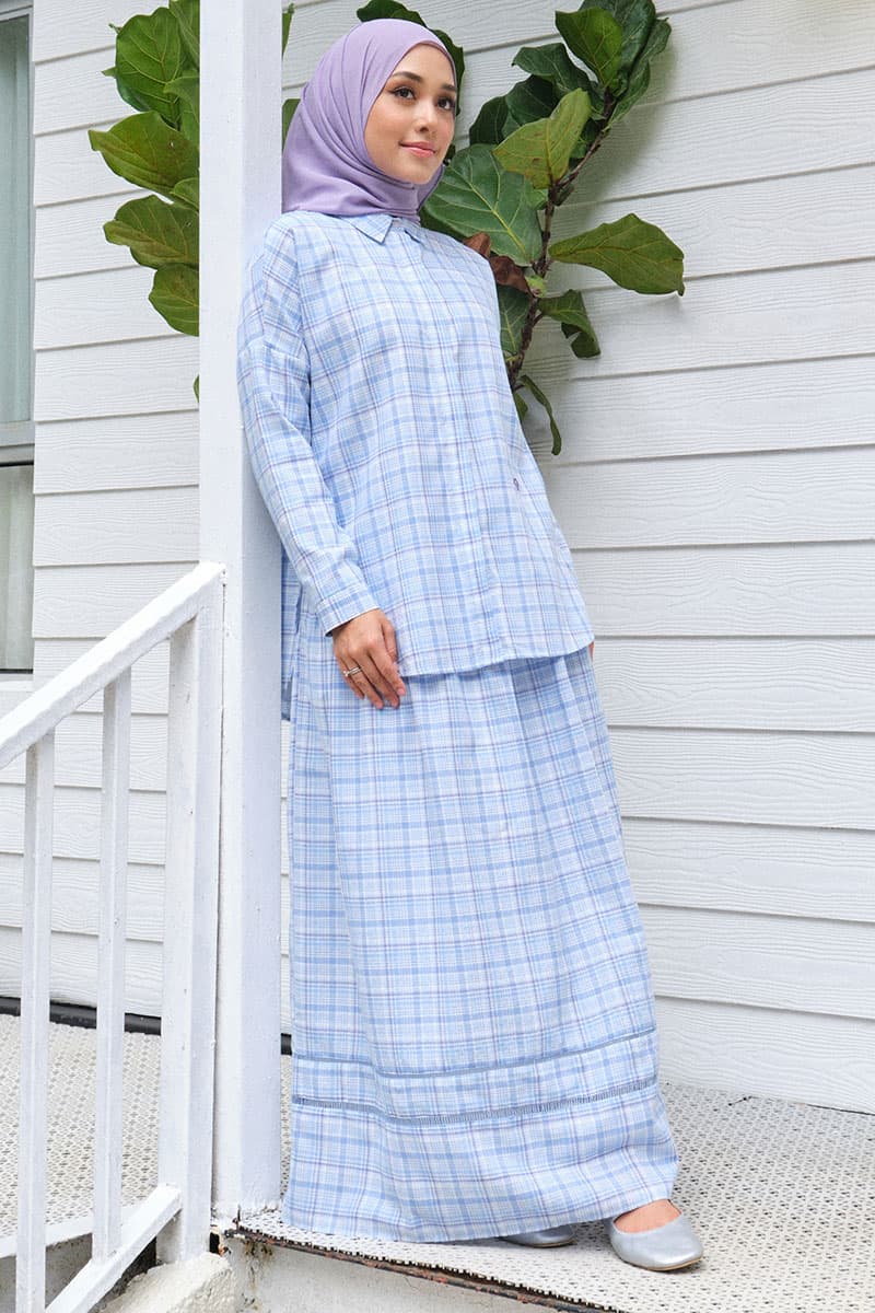 Pimble A-Line Skirt - Blue Check - Image 3