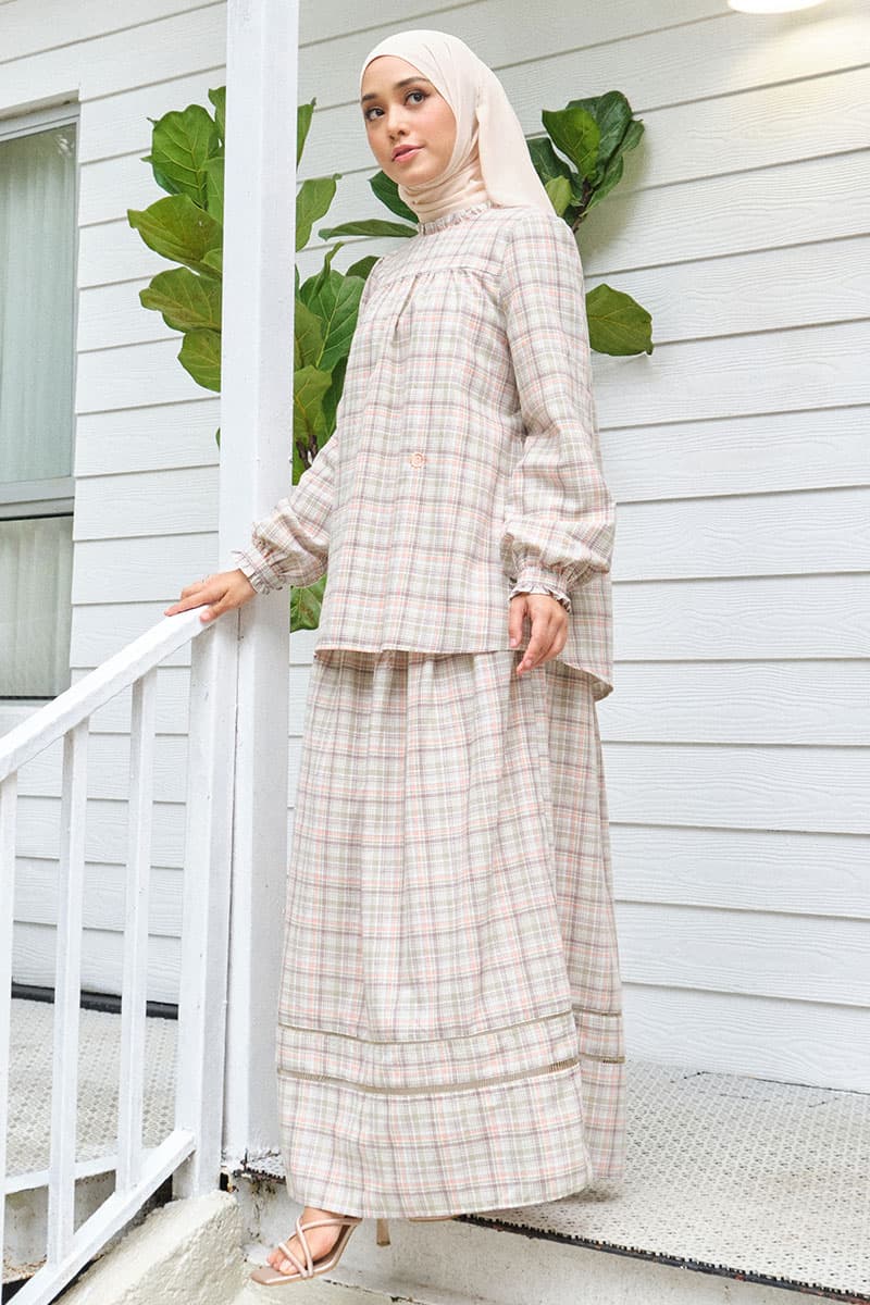 Pimble A-Line Skirt - Sage Green Check - Image 3