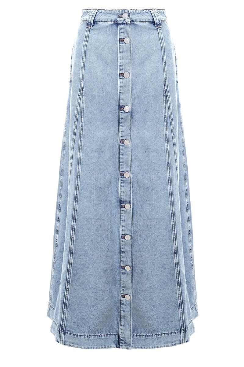 COTTON Joel Front Button Skirt - Acidic Wash - Image 2