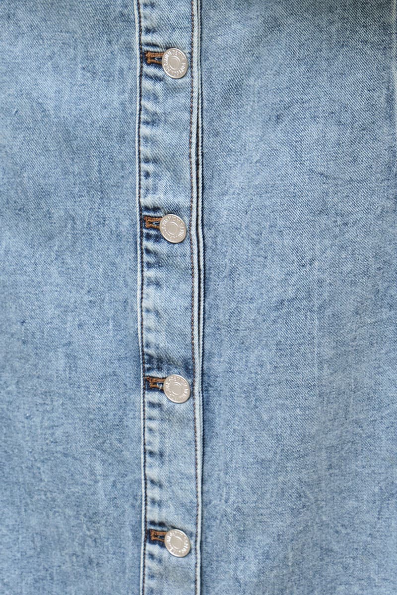 COTTON Joel Front Button Skirt - Acidic Wash - Image 5