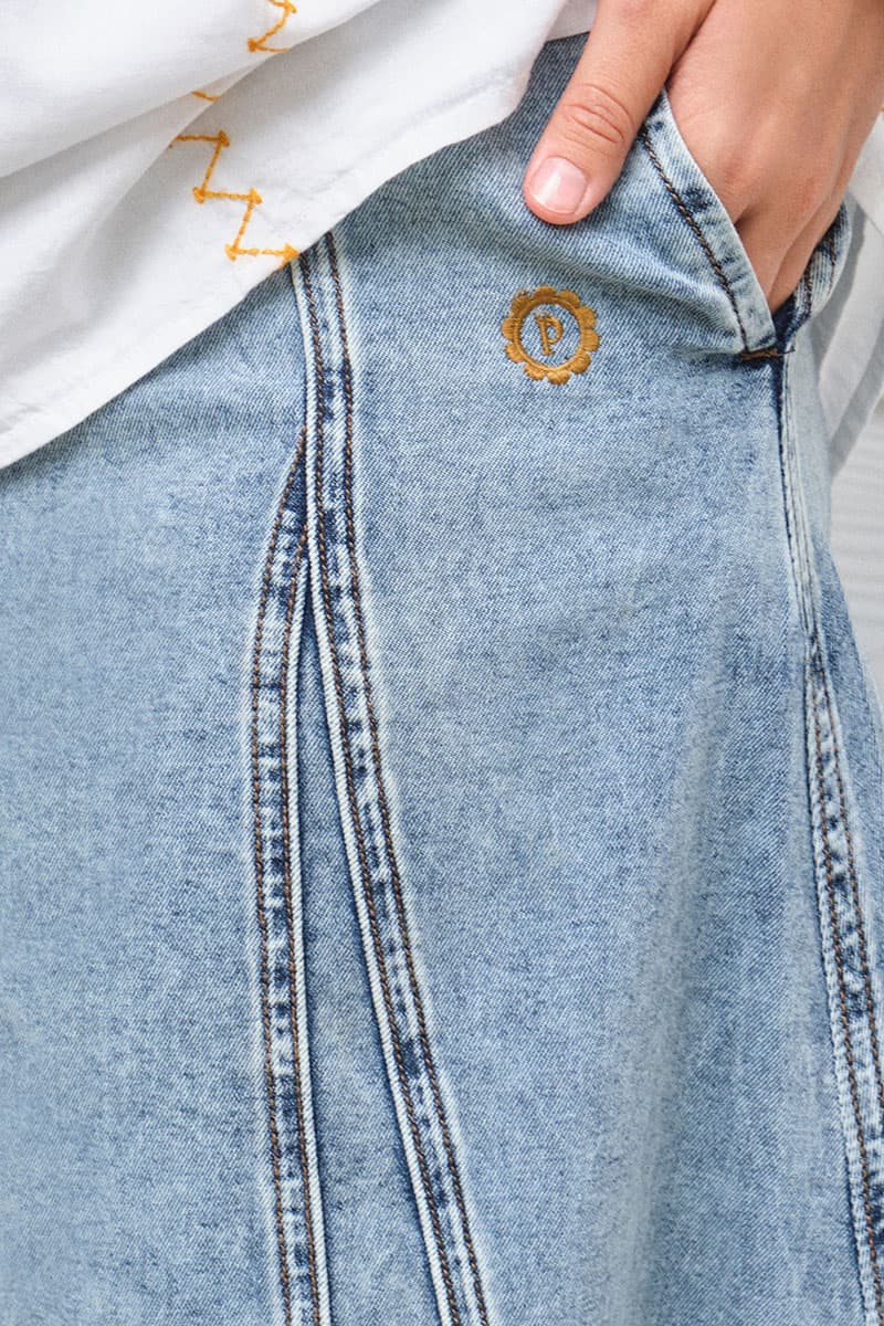 COTTON Joel Front Button Skirt - Acidic Wash - Image 6