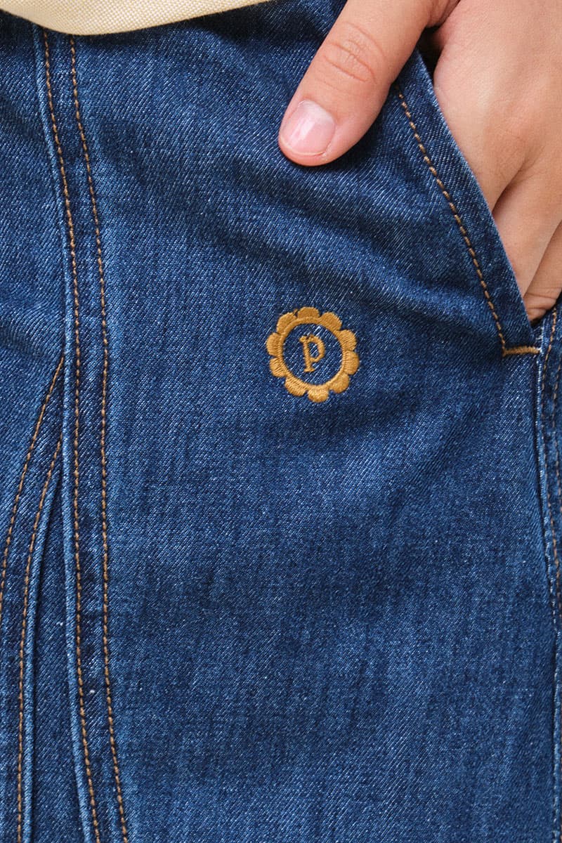 COTTON Joel Front Button Skirt - Medium Wash - Image 6