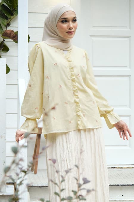 Canary Front Button Blouse - Buttermilk