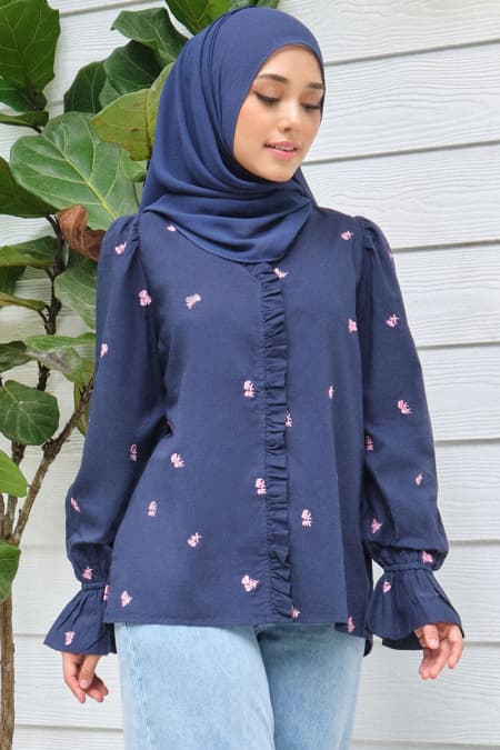 Canary Front Button Blouse - Eclipse