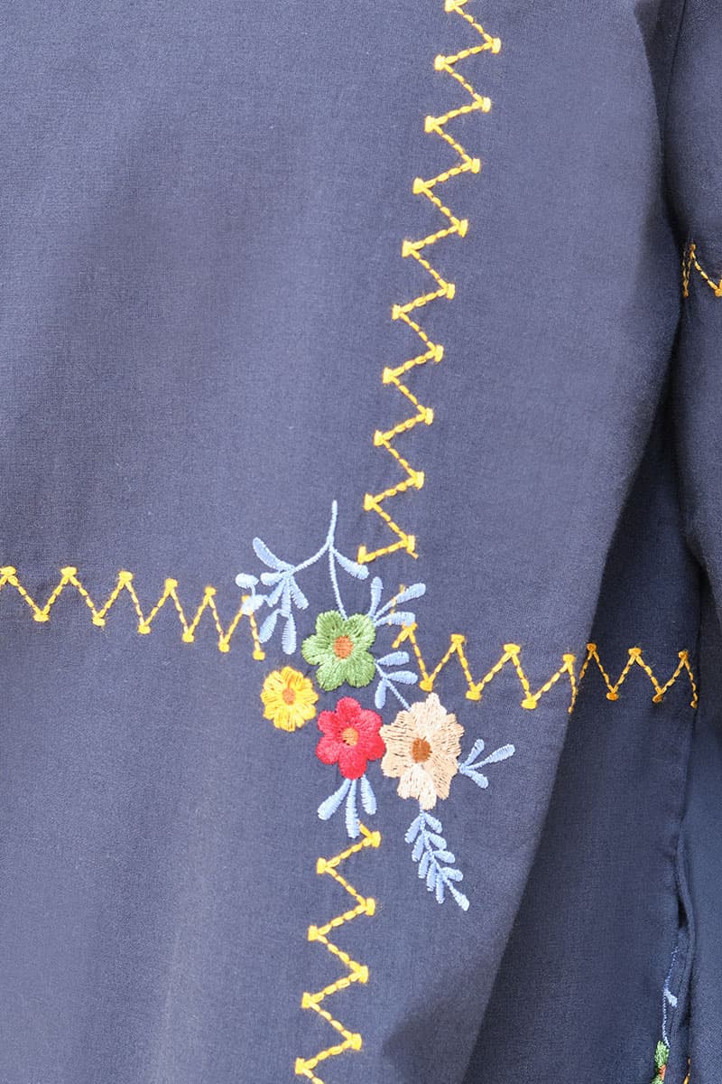 Rhythm Puff Shoulder Blouse - Graphite Blue - Image 5