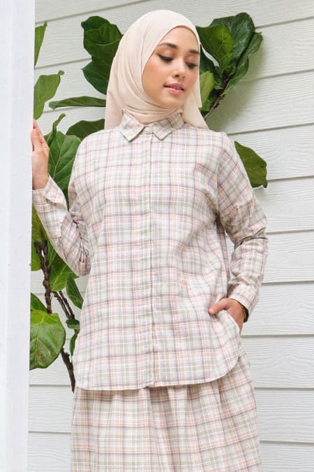 Wolfson Front Button Shirt - Sage Green Check