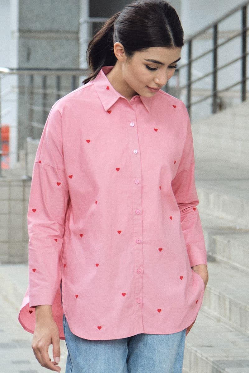 Wendalyn Front Button Shirt - Strawberry - Image 1
