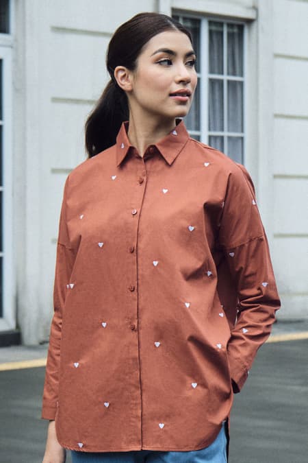 Wendalyn Front Button Shirt - Brownie