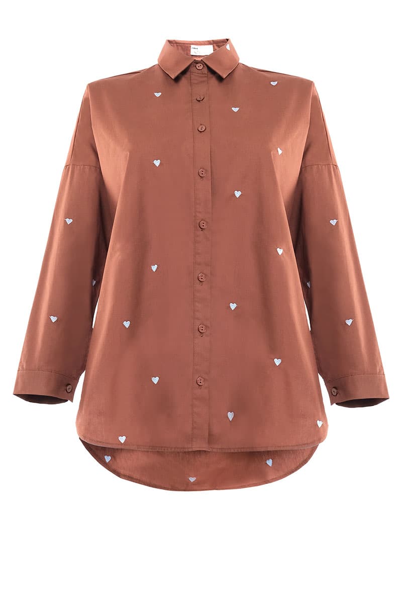 Wendalyn Front Button Shirt - Brownie - Image 2