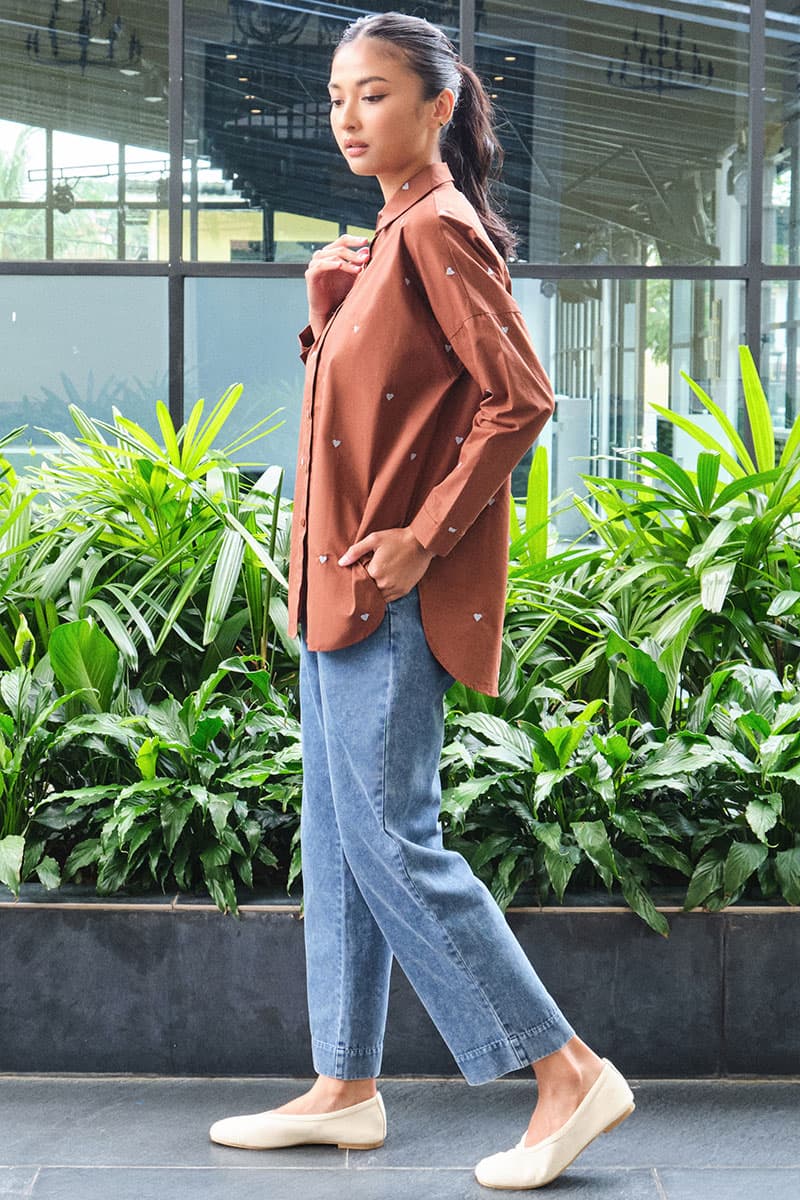 Wendalyn Front Button Shirt - Brownie - Image 3