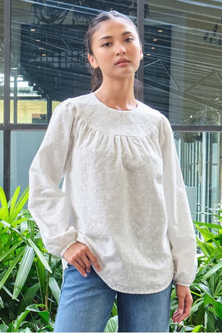 Valley Raglan Sleeve Blouse - White