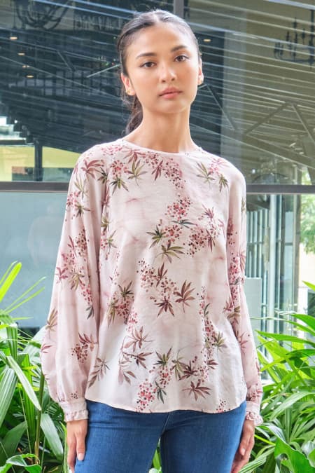 Danbury Flared Blouse - Rosewood Botanical