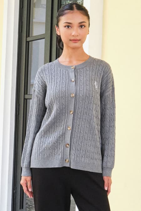 Serve Knitted Drop Shoulder Cardigan - Heather Grey