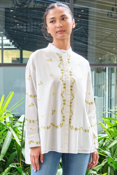 Paxton Front Button Blouse - White