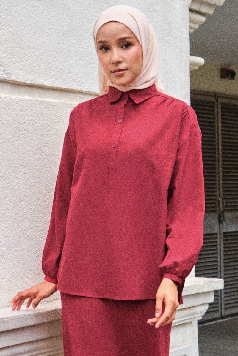 Wade Henley Shirt - Garnet Red - Image 1