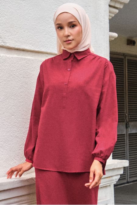 Wade Henley Shirt - Garnet Red