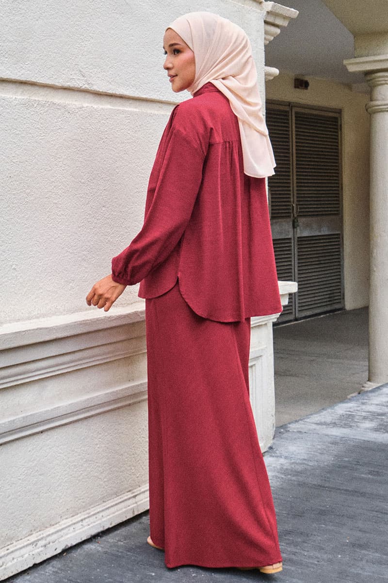 Mirage A-Line Skirt - Garnet Red - Image 3