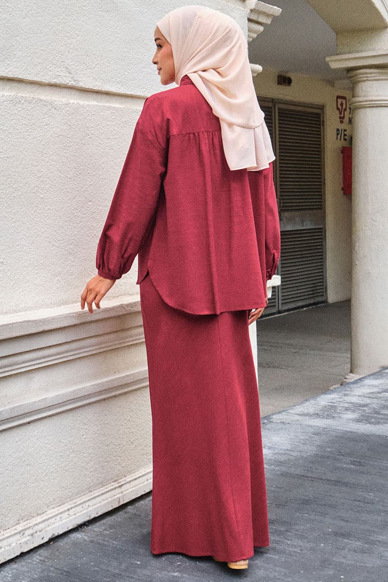 Mirage A-Line Skirt - Garnet Red - Image 4