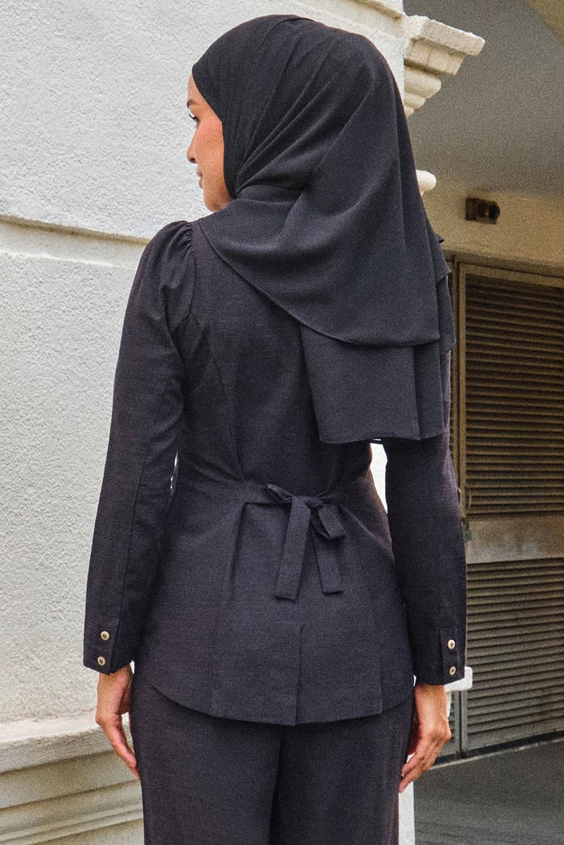 Saddle Front Button Blouse - Black - Image 4