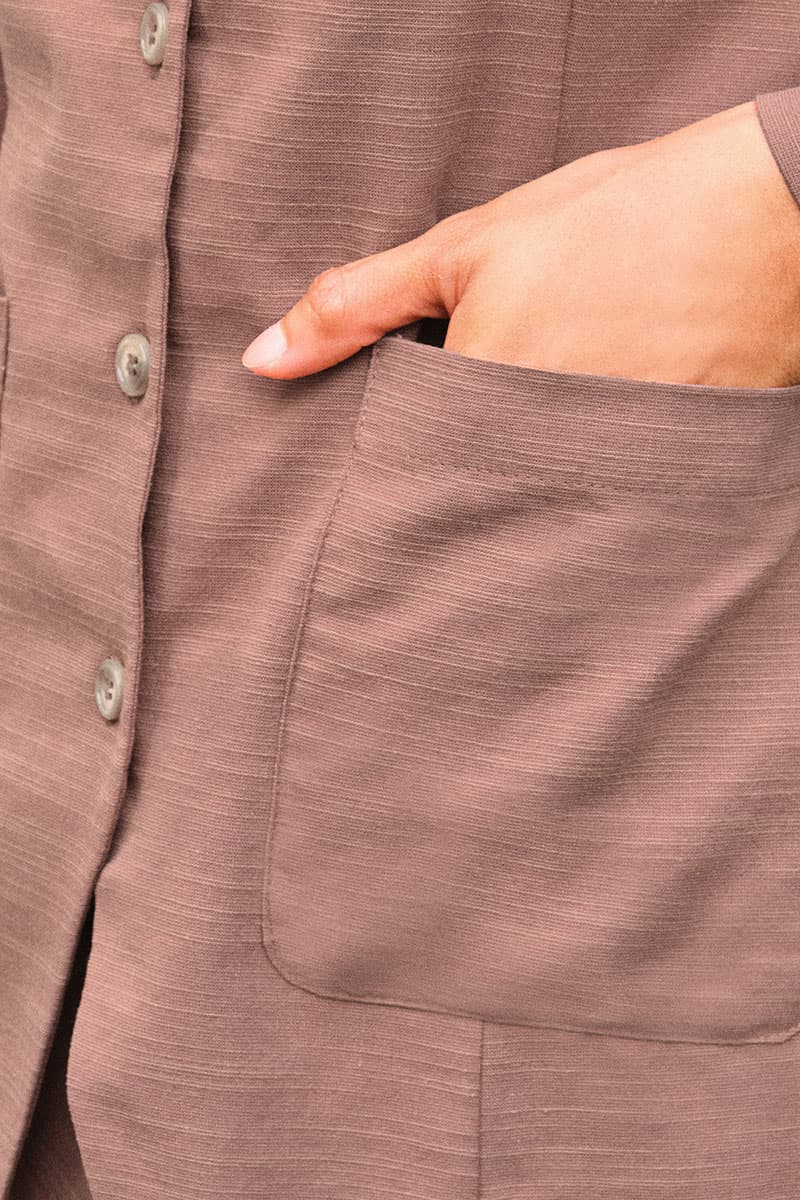 Saddle Front Button Blouse - Dark Mocha - Image 5