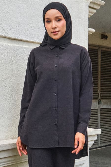 Conrad Front Button Shirt - Black