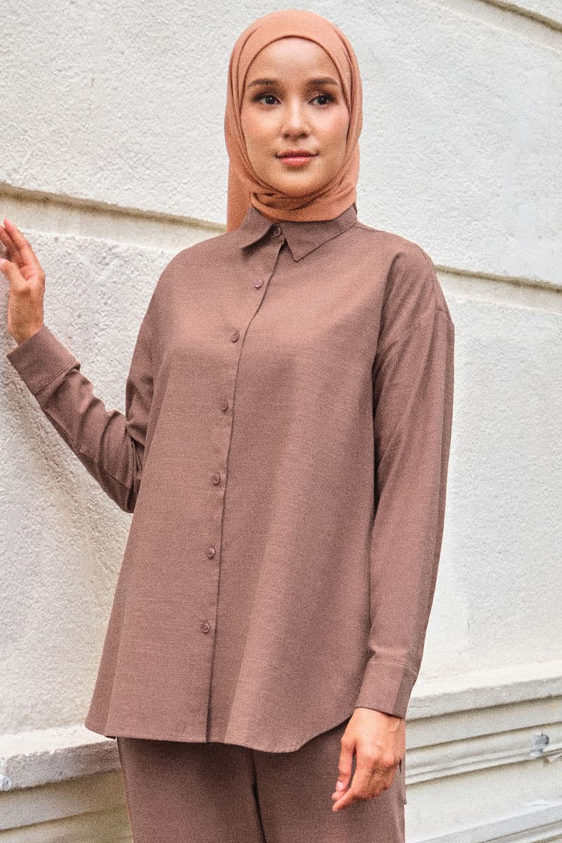 Conrad Front Button Shirt - Dark Mocha - Image 1