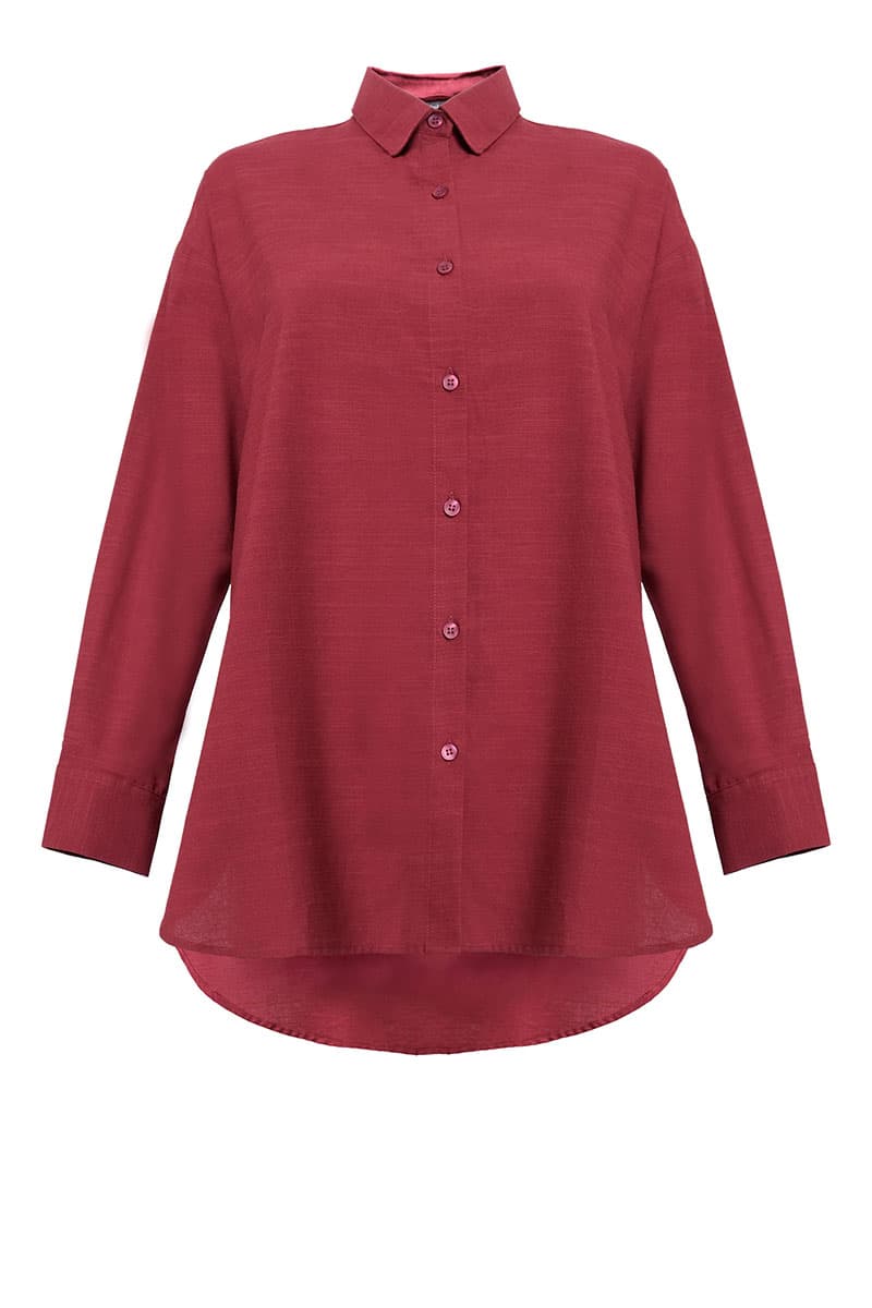 Conrad Front Button Shirt - Garnet Red - Image 2