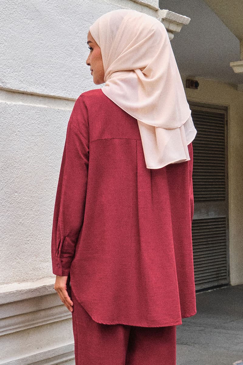 Conrad Front Button Shirt - Garnet Red - Image 4