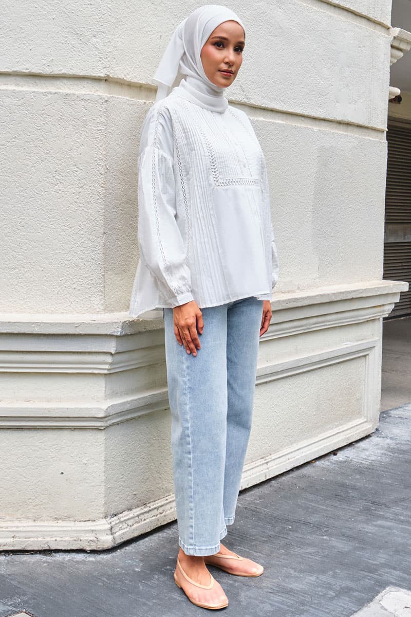 Hunter Henley Blouse - White - Image 3