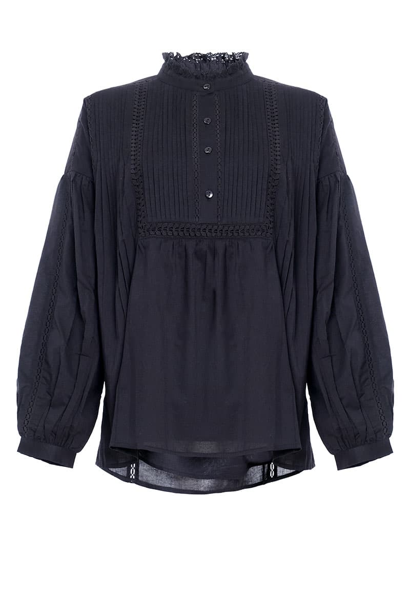 Hunter Henley Blouse - Black - Image 2
