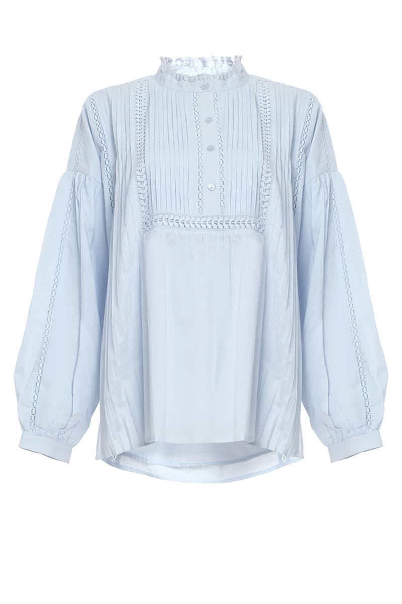 Hunter Henley Blouse - Ice Blue - Image 2