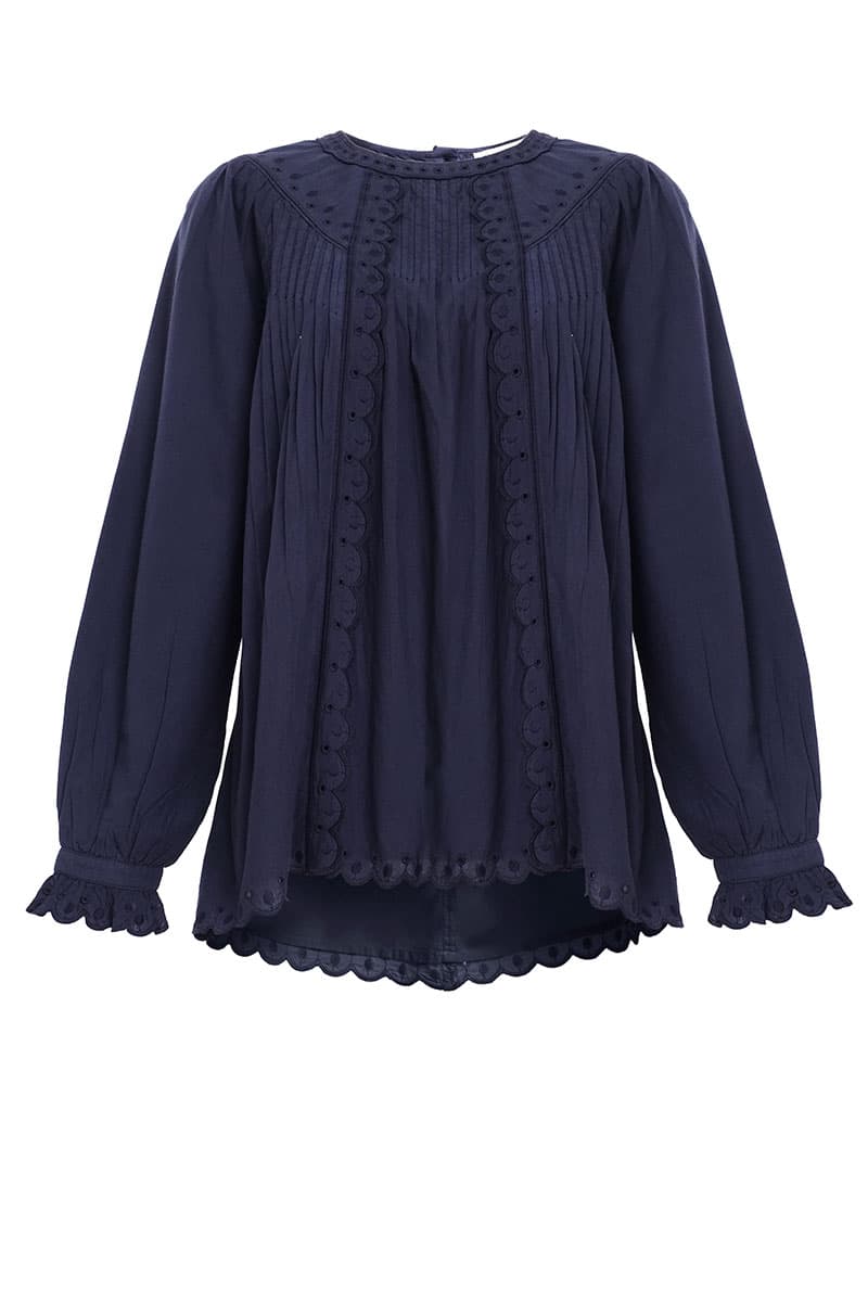 Ocean Raglan Sleeve Blouse - Graphite Blue - Image 2