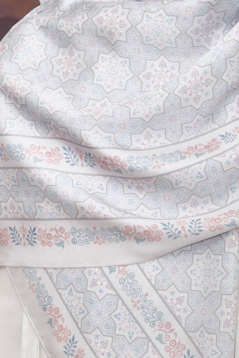 Tasneem Satin Square Headscarf - Silver - Image 3