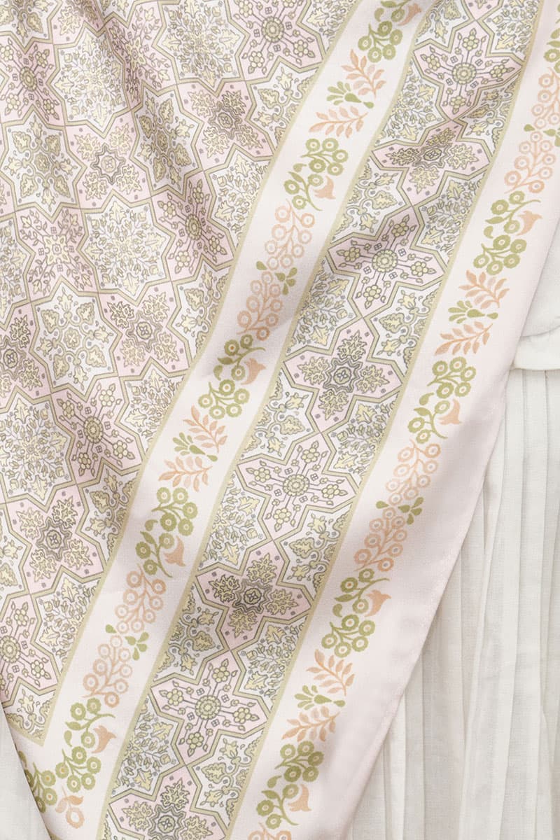 Tasneem Satin Square Headscarf - Nude/Fern - Image 3