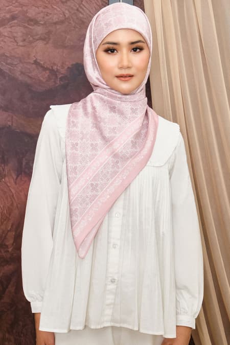 Tasneem Satin Square Headscarf - Pink Blush
