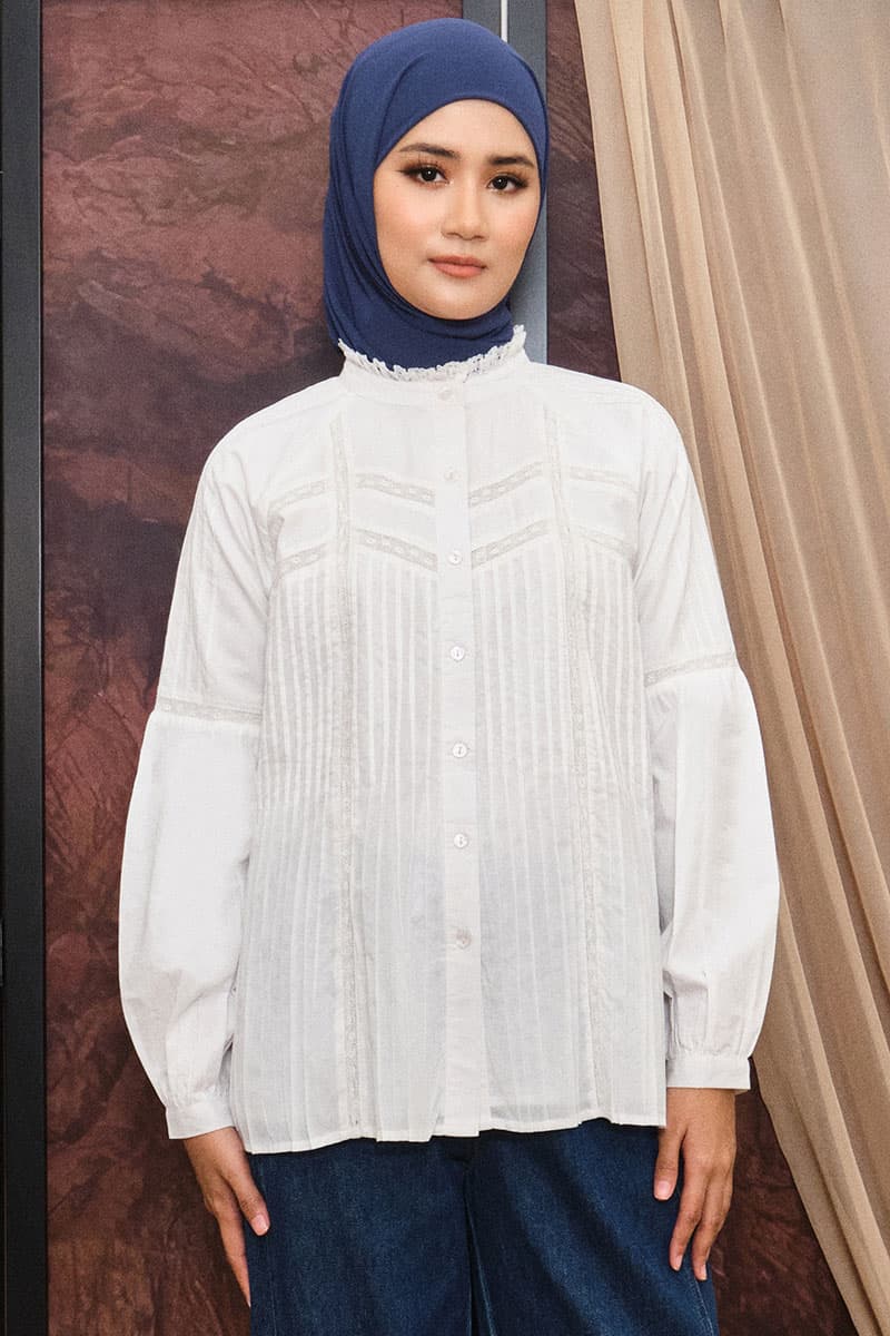 Layton Front Button Blouse - White - Image 1