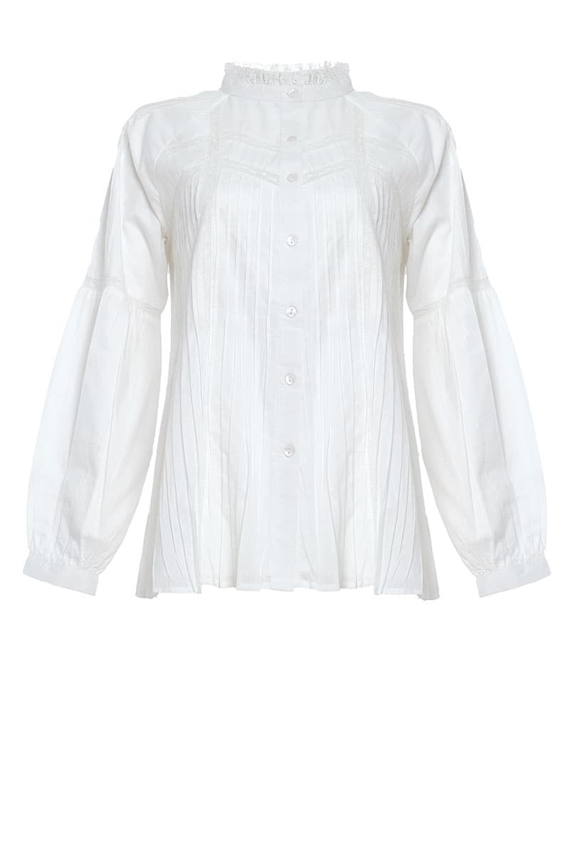Layton Front Button Blouse - White - Image 2