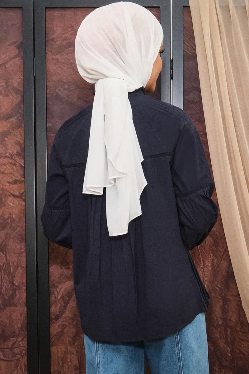 Layton Front Button Blouse - Graphite Blue - Image 4