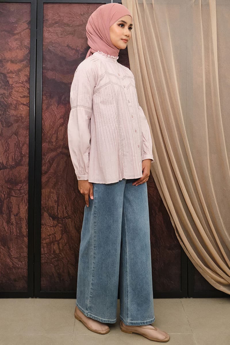 Layton Front Button Blouse - Orchid Ice - Image 3