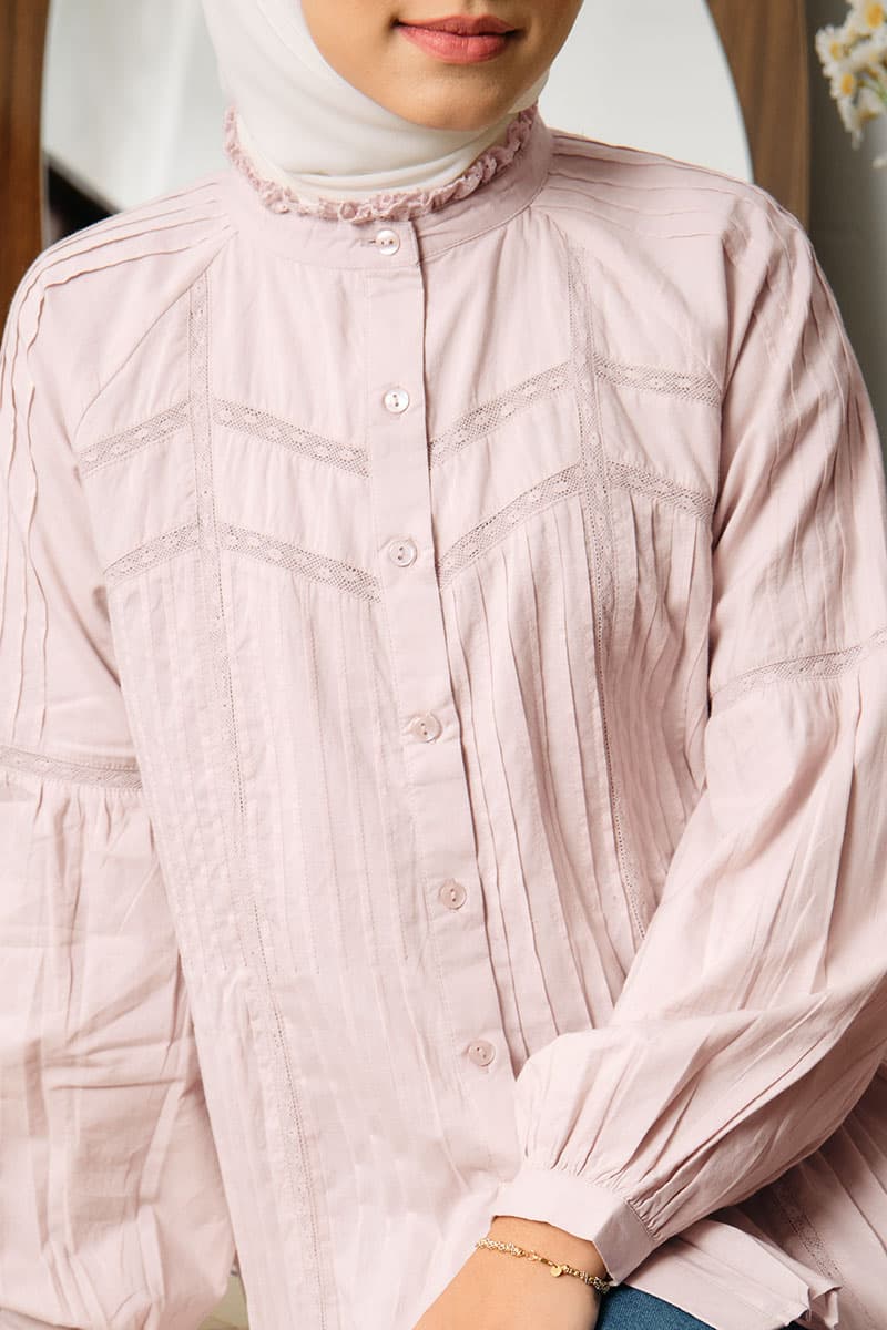 Layton Front Button Blouse - Orchid Ice - Image 1