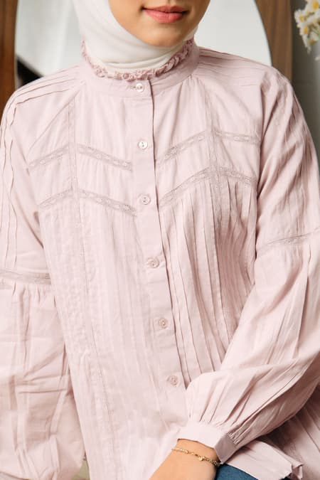 Layton Front Button Blouse - Orchid Ice